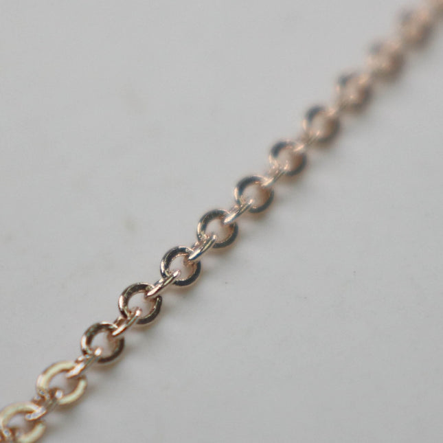 New 10 feet of ROSE Gold Flat Chain - 2.4x1.7mm SOLDER Cable Chain - Rose Gold Plated little Oval Flat Soldered Cable Chain -  - 2417F
