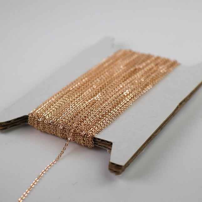 10 feet Champagne Gold (Pinky Gold) Plated Micro Flat Chain - 1.5x1.2mm SOLDER Soldered - little Small Soldered Flat Cable - 1512F
