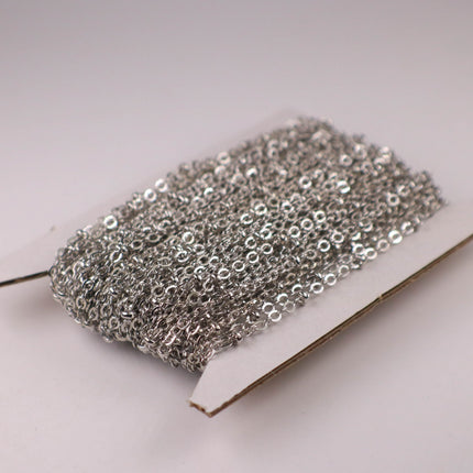 New Sample 3 ft Antique Silver Rhodium Plated Satellite Chain Flat BALL Chain - 3x1.7mm SOLDERED link - Rhodium Tiny Small Ball Flat 317SAT