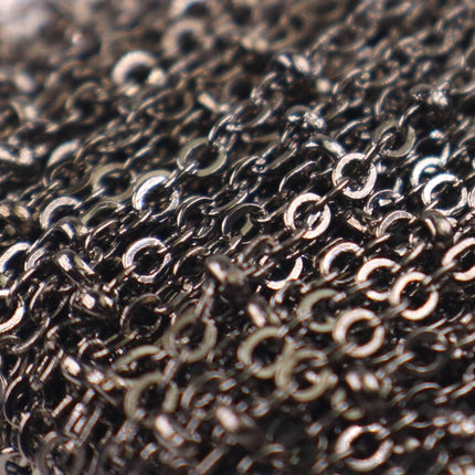 New Sample 3 ft Gunmetal Satellite Chain Flat BALL Chain - 3x1.7mm SOLDERED link - Tiny Small Ball Flat Cable Chain - 317SAT