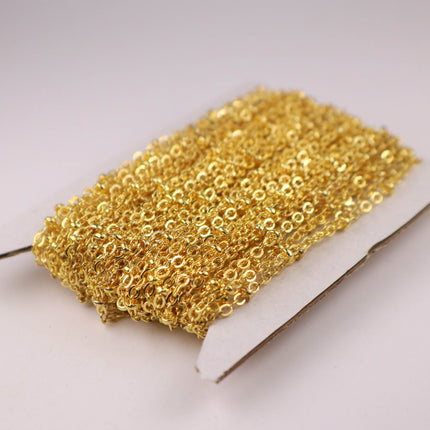 New Sample 3 ft Gold Plated Satellite Chain Flat BALL Chain - 3x1.7mm SOLDERED link - Tiny Small Ball Flat Cable Chain - Bulk 317SAT