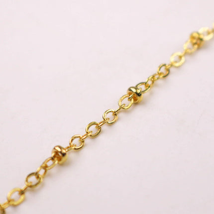 New Sample 3 ft Gold Plated Satellite Chain Flat BALL Chain - 3x1.7mm SOLDERED link - Tiny Small Ball Flat Cable Chain - Bulk 317SAT