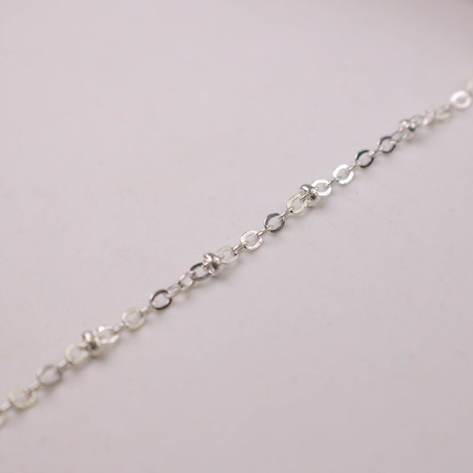 32 ft Sterling Silver Plated Satellite Chain Flat BALL Chain - 3x1.7mm SOLDERED link - Tiny Small Ball Flat Cable Chain - 317SAT