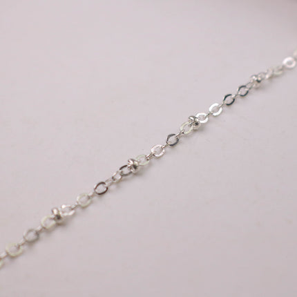 New Sample 3 ft Sterling Silver Plated Satellite Chain Flat BALL Chain - 3x1.7mm SOLDERED link - Tiny Small Ball Flat Cable 317SAT