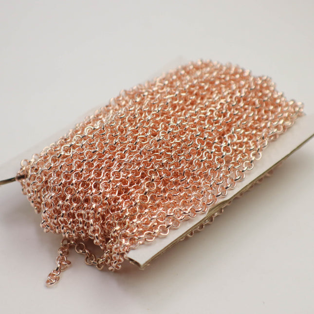 New 100 Feet of ROSE Gold Plated Rolo Chain bulk ROLO cable chain - 3.1mm SOLDERED Links -  Chain - 3.1BL