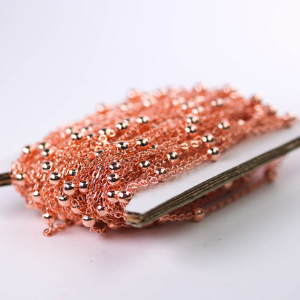10 feet of Bright Copper Satellite LARGE Ball Bead Solder Cable Chain - 3x1.7mm Link - 4mm Ball - 317BBSAT