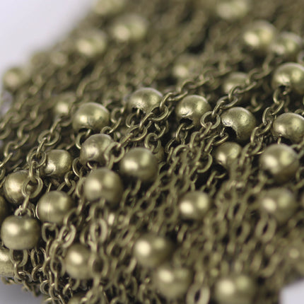 100 feet of Antique Brass Satellite LARGE Ball Bead Solder Cable Chain - 3x1.7mm Link - 4mm Ball - 317BBSAT