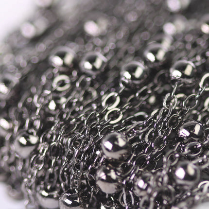 New Sample 3 feet of Gunmetal Satellite LARGE Ball Bead Solder Cable Chain - 3x1.7mm Link - 4mm Ball   - 317BBSAT