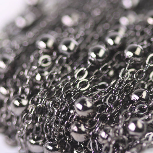 300 feet of Gunmetal Satellite LARGE Ball Bead Solder Cable Chain - 3x1.7mm Link - 4mm Ball   - from California USA 317BBSAT