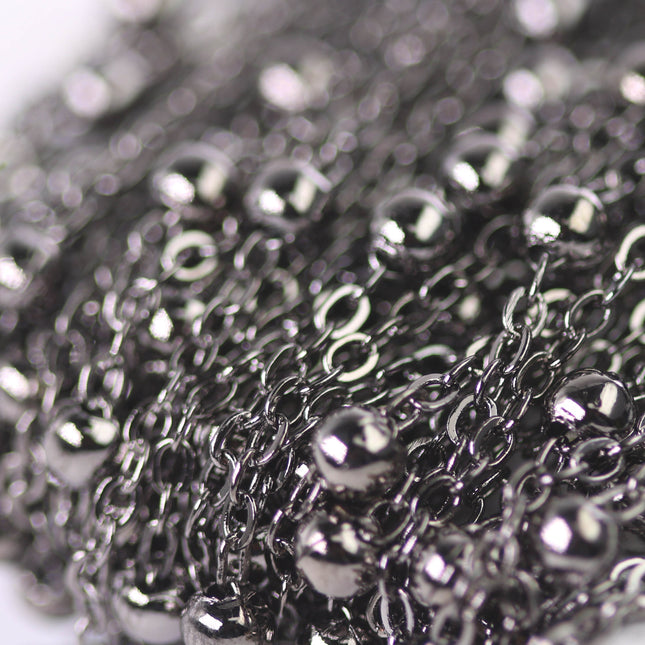 300 feet of Gunmetal Satellite LARGE Ball Bead Solder Cable Chain - 3x1.7mm Link - 4mm Ball - 317BBSAT