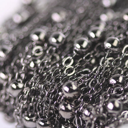 100 feet of Gunmetal Satellite LARGE Ball Bead Solder Cable Chain - 3x1.7mm Link - 4mm Ball   - 317BBSAT