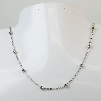 New 32 feet of Rhodium Plated Satellite LARGE Ball Bead Solder Cable Chain - 3x1.7mm Link - 4mm Ball Bead Necklace - B317SAT