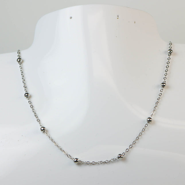 New 32 feet of Rhodium Plated Satellite LARGE Ball Bead Solder Cable Chain - 3x1.7mm Link - 4mm Ball Bead Necklace - B317SAT
