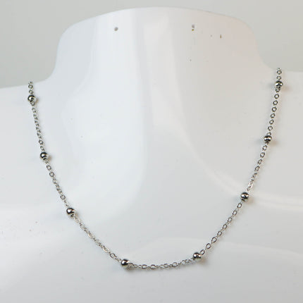 10 feet of Rhodium Plated Satellite LARGE Ball Bead Solder Cable Chain - 3x1.7mm Link - 4mm Ball - 317BBSAT