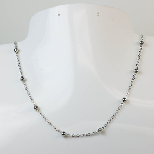 10 feet of Rhodium Plated Satellite LARGE Ball Bead Solder Cable Chain - 3x1.7mm Link - 4mm Ball   - from California USA 317BBSAT