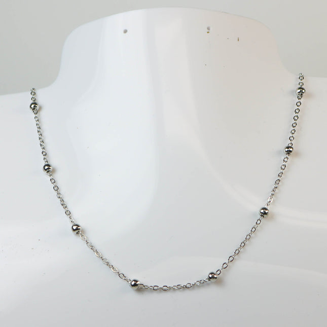 10 feet of Rhodium Plated Satellite LARGE Ball Bead Solder Cable Chain - 3x1.7mm Link - 4mm Ball - 317BBSAT