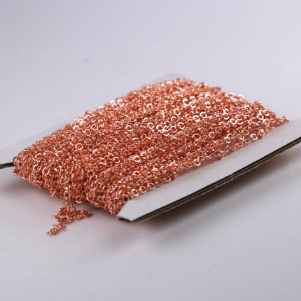 New Sample 3 feet Bright Copper Plated Satellite Chain Flat BALL Chain - 3x1.7mm SOLDERED link - Tiny Small Ball Flat Cable Chain - 317SAT