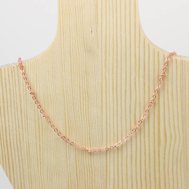 32 feet Bright Copper Plated Satellite Chain Flat BALL Chain - 3x1.7mm SOLDERED link - Tiny Small Ball Flat Cable Chain - - 317SAT