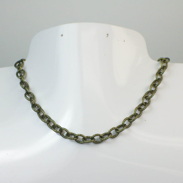 New 5 feet of Antique Brass Oval BIG Chunky Texture Cable Chain - 8x7mm Unsoldered Link - Necklace Bracelet - 8070TX