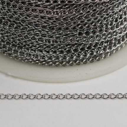 10 feet of Stainless Steel Curb Chain bulk - 2x2.5mm SOLDER Surgical Stainless Steel Sturdy tiny curb chain - 2mm Solder Link - ST225S