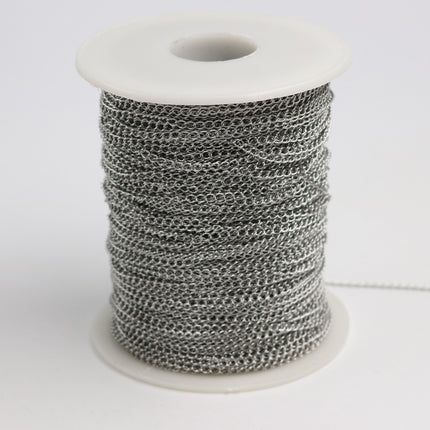 Wholesale Lot 100 feet of Stainless Steel Curb  - 2x2.5mm SOLDER Surgical Stainless Steel Sturdy tiny curb chain - 2mm Solder Link ST225S