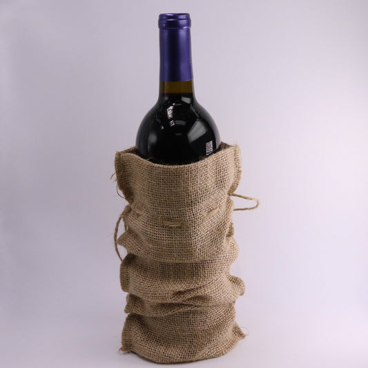 3 pcs of Burlap Wine Bag - 14" x 5" (35cm x 14cm) Natural Jute Burlap Bags - HEMP Bags Jute Bag - Jute Drawstring for Showers Weddings
