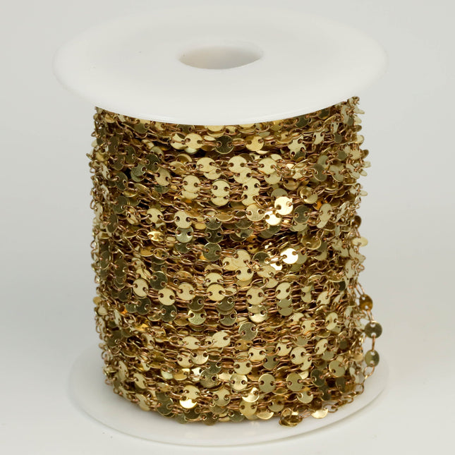 Wholesale Lot 20 feet Custom Chain RAW Brass Circle Disc Chain Dangle Chain - 4mm Disc
