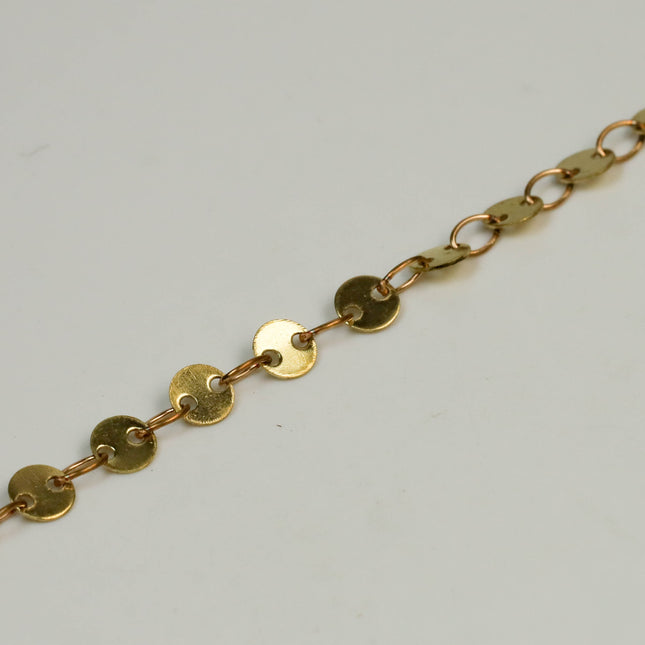 NEW New 12 inch of Custom Chain RAW Brass Circle Chain Dangle Chain - 4mm Disc