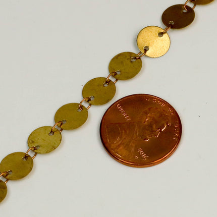 NEW New 12 inch of Custom Chain RAW Brass Circle Chain Dangle Chain - 8mm Disc