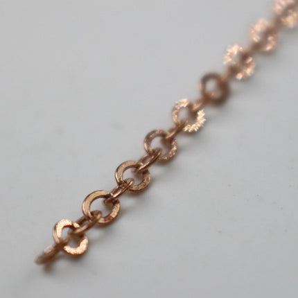 Sample Lot 3 ft spool of Raw Brass (Copper Color) (no plated) Flat ROUND Soldered Cable Chain - 3.4x3.4mm SOLDERED Link -  3434F
