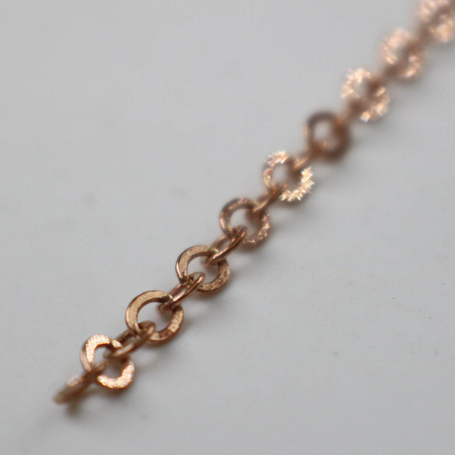 Sample Lot 3 ft spool of Raw Brass (Copper Color) (no plated) Flat ROUND Soldered Cable Chain - 3.4x3.4mm SOLDERED Link -  3434F