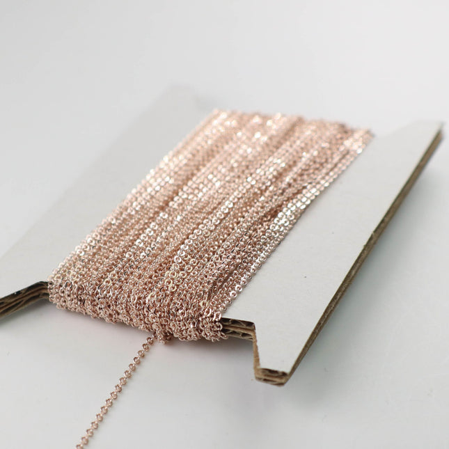 New 100 feet ROSE Gold Plated Tiny Flat Soldered Necklace Cable Chain - 2mm 2x1.4mm - Free Adequate Jumpring 100pcs - C214F