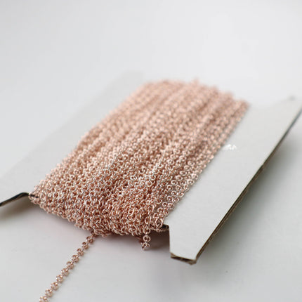 New 100 feet ROSE Gold Plated Tiny Cable Chain - 2.0x1.4mm SOLDERED link Necklace Bracelet Dainty Delicate Chain  - 2014S