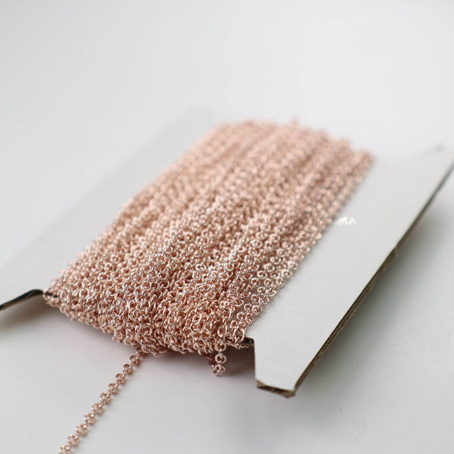 New 100 feet ROSE Gold Plated Tiny Cable Chain - 2.0x1.4mm SOLDERED link Necklace Bracelet Dainty Delicate Chain  - 2014S