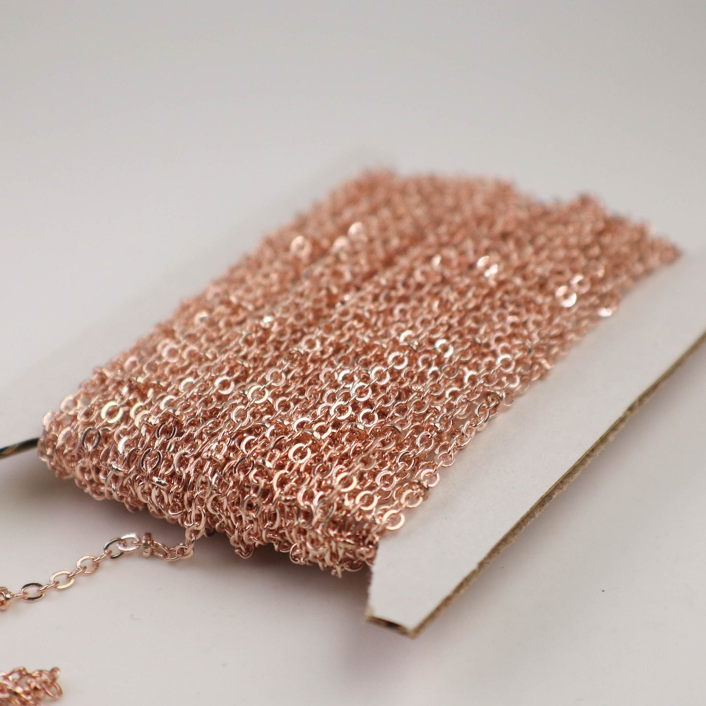 100 feet ROSE Gold Plated Satellite Chain Flat BALL Chain - 3x1.7mm SOLDERED link - Tiny Small Ball Flat Cable Chain - Bulk - 317SAT