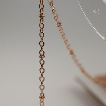 10 feet ROSE Gold Plated Satellite Chain Flat BALL Chain - 3x1.7mm SOLDERED link - Tiny Small Ball Flat Cable Chain - Bulk - 317SAT