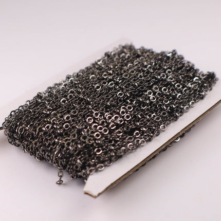 32 ft Gunmetal Satellite Chain Flat BALL Chain - 3x1.7mm SOLDERED link - Tiny Small Ball Flat Cable Chain - Bulk - 317SAT
