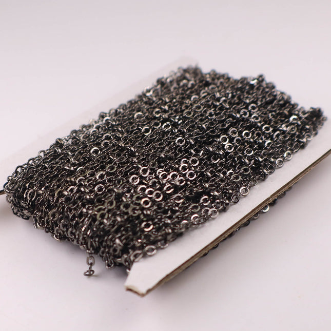 32 ft Gunmetal Satellite Chain Flat BALL Chain - 3x1.7mm SOLDERED link - Tiny Small Ball Flat Cable Chain - Bulk - 317SAT