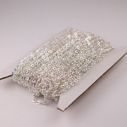 New Sample 3 ft Sterling Silver Plated Satellite Chain Flat BALL Chain - 3x1.7mm SOLDERED link - Tiny Small Ball Flat Cable 317SAT
