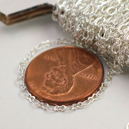 New 32 feet spool of Sterling Silver Plated SOLDERED Tiny  Figure 8 Connector Chain - 3.0x1.9mm links - 8SMALL