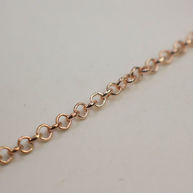 New 32 Feet of ROSE Gold Plated Rolo Chain bulk ROLO cable chain - 3.1mm SOLDERED Links - Necklace Bracelet Chain - 3.1BL