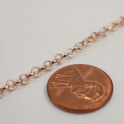 New 10 Feet of ROSE Gold Plated Rolo Chain bulk ROLO cable chain - 3.1mm SOLDERED Links -  Chain - 3.1BL