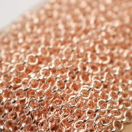 New Sample 3 Feet of ROSE Gold Plated Rolo Chain bulk ROLO cable chain - 3.1mm SOLDERED Links - Necklace - 3.1BL