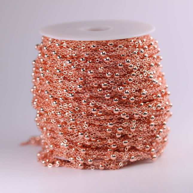 300 feet of Bright Copper Satellite LARGE Ball Bead Solder Cable Chain - 3x1.7mm Link - 4mm Ball - 317BBSAT