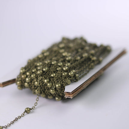 100 feet of Antique Brass Satellite LARGE Ball Bead Solder Cable Chain - 3x1.7mm Link - 4mm Ball - 317BBSAT