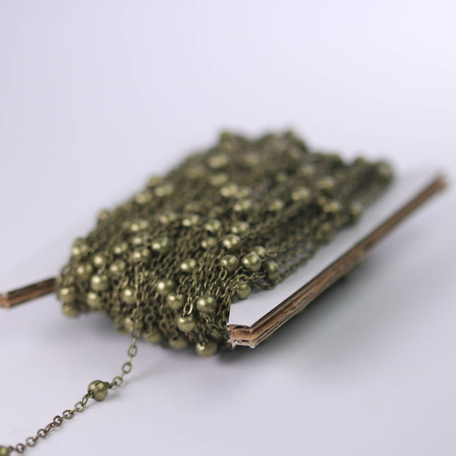 32 feet of Antique Brass Satellite LARGE Ball Bead Solder Cable Chain - 3x1.7mm Link - 4mm Ball - 317BBSAT