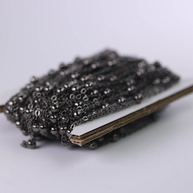 New Sample 3 feet of Gunmetal Satellite LARGE Ball Bead Solder Cable Chain - 3x1.7mm Link - 4mm Ball   - 317BBSAT
