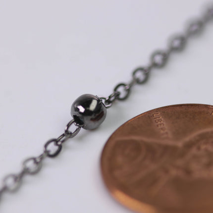 New Sample 3 feet of Gunmetal Satellite LARGE Ball Bead Solder Cable Chain - 3x1.7mm Link - 4mm Ball   - 317BBSAT