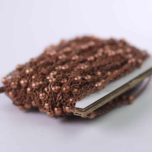 New 300 feet of Antique Copper Satellite LARGE Ball Bead Solder Cable Chain - 3x1.7mm Link - 4mm Ball   - 317BBSAT