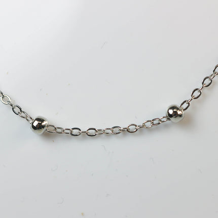 10 feet of Rhodium Plated Satellite LARGE Ball Bead Solder Cable Chain - 3x1.7mm Link - 4mm Ball - 317BBSAT